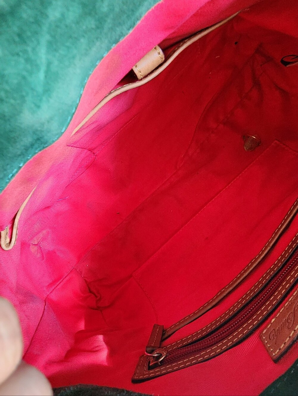 Dooney & Bourke Brown Leather Satchel with Tassel Accents - Picture 5 of 6